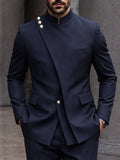 Sharp Tailored Mandarin Collar Blazer Set