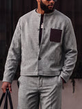 Casual Vintage Houndstooth Jacket Pants Set
