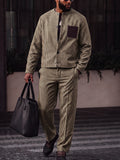 Casual Vintage Houndstooth Jacket Pants Set