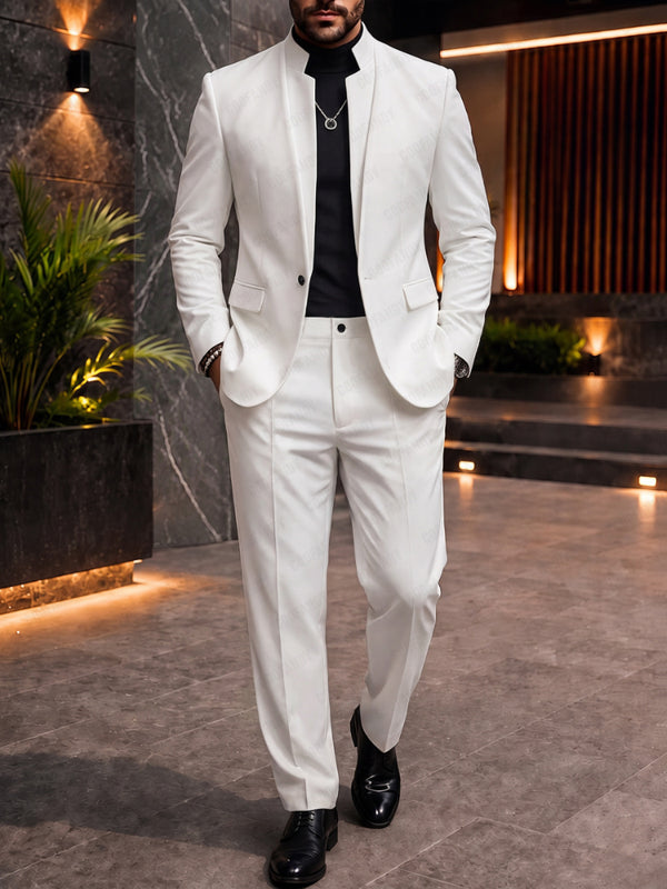 Smart Casual Fake Two-Piece Blazer Pants Set
