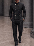 Sleek Contrast Piping Double Breasted Jacket Set