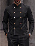 Sleek Contrast Piping Double Breasted Jacket Set