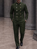 Sleek Contrast Piping Double Breasted Jacket Set
