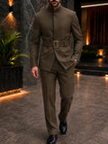 Urban Sleek Belted Blazer and Pants Set