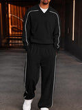 Athleisure Contrast Piping Sweatshirt Pants Set