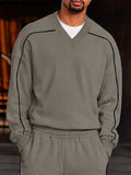 Athleisure Contrast Piping Sweatshirt Pants Set