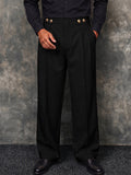 Smart Casual Wide Leg Pants with with Double Button Detail