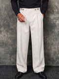 Smart Casual Wide Leg Pants with with Double Button Detail