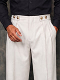 Smart Casual Wide Leg Pants with with Double Button Detail