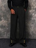 Modern Wide Leg Pants with Button Cuff Detail