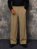 Modern Wide Leg Pants with Button Cuff Detail