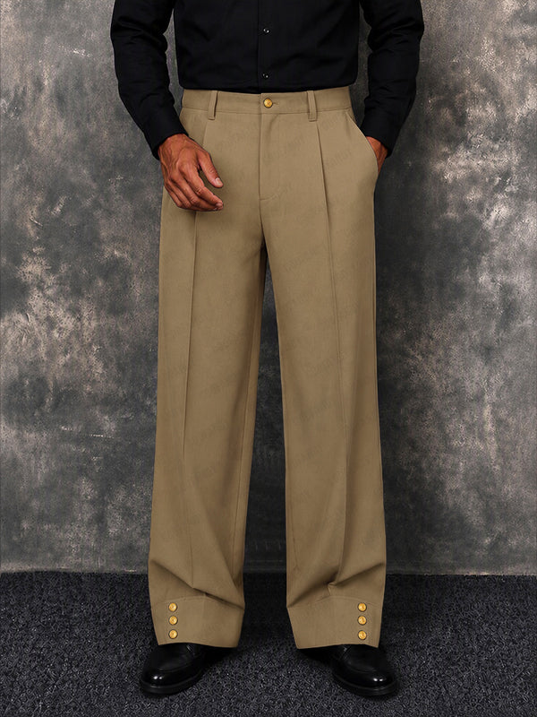 Modern Wide Leg Pants with Button Cuff Detail