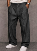 Casual Straight Leg Faux Denim Pants