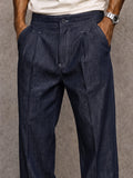 Casual Straight Leg Faux Denim Pants