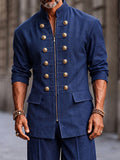 Modern Button Decor Faux Denim Co-ord Set