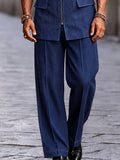 Modern Button Decor Faux Denim Co-ord Set