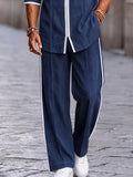 Casual Contrast Detail Faux Denim Matching Set