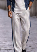 Stylish Striped Patchwork Polo Shirt Set