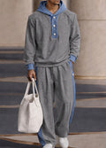 Versatile Contrast Design Hoodie Pants Set