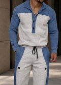 Effortless Style Contrast Patchwork Sweatsuit Set