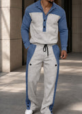 Effortless Style Contrast Patchwork Sweatsuit Set