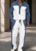 Effortless Style Contrast Patchwork Sweatsuit Set