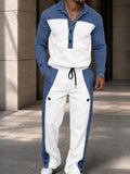Effortless Style Contrast Patchwork Sweatsuit Set