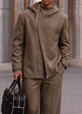 Stylish Asymmetric Zip Hoodie Pants Pants