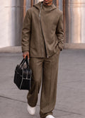 Stylish Asymmetric Zip Hoodie Pants Pants