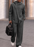 Stylish Asymmetric Zip Hoodie Pants Pants