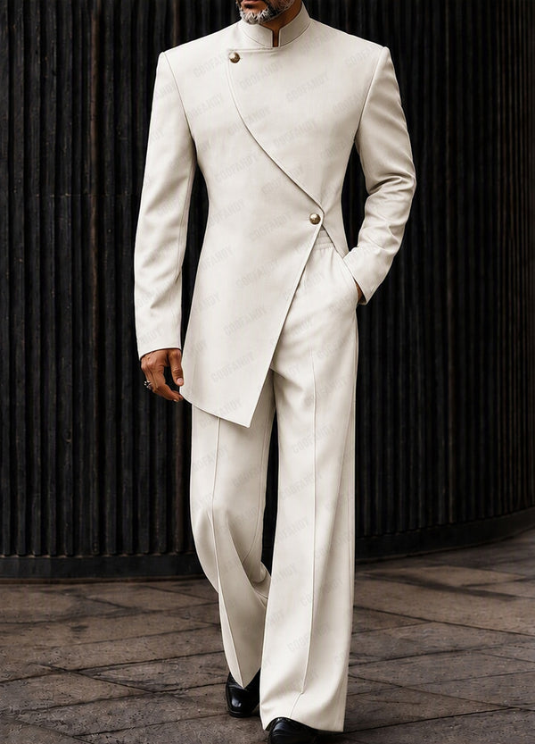 Modern Asymmetric Cut Blazer Pants Set