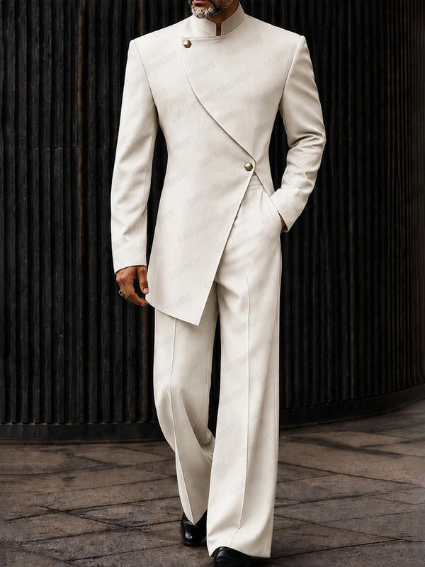 Modern Asymmetric Cut Blazer Pants Set