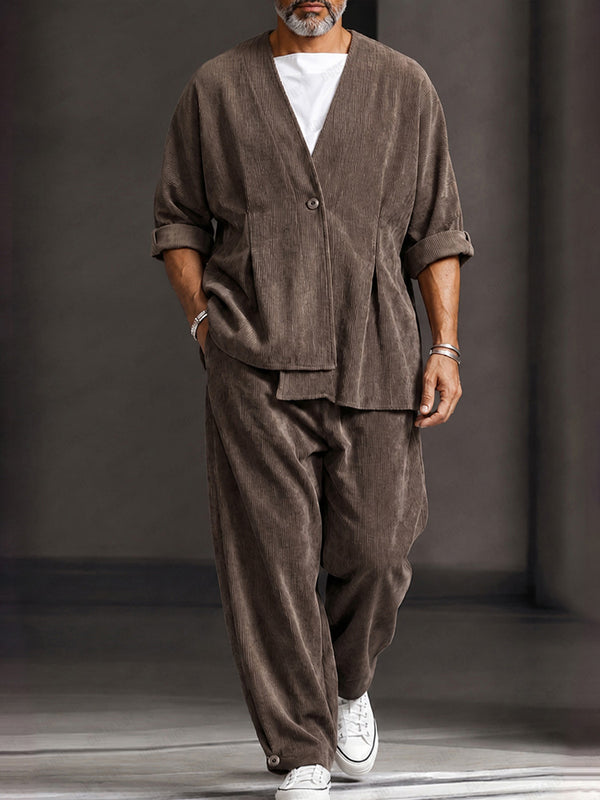 Vintage Pit-Stripe Asymmetrical Matching Set