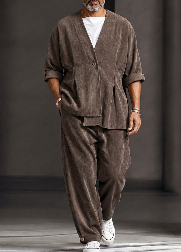 Vintage Pit-Stripe Asymmetrical Matching Set