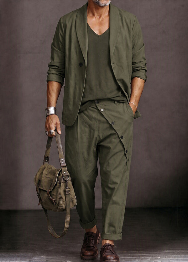 Safari Style Blazer Jacket Pants Set
