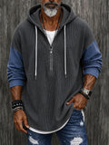 Streetwear Denim-Look Patchwork Hoodie
