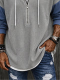 Streetwear Denim-Look Patchwork Hoodie
