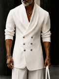 Minimalist Double-Breasted Collarless Suit Set