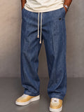 Casual Faux Denim Drawstring Pants