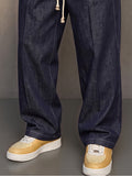Casual Faux Denim Drawstring Pants