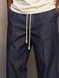 Casual Faux Denim Drawstring Pants