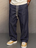 Casual Faux Denim Drawstring Pants