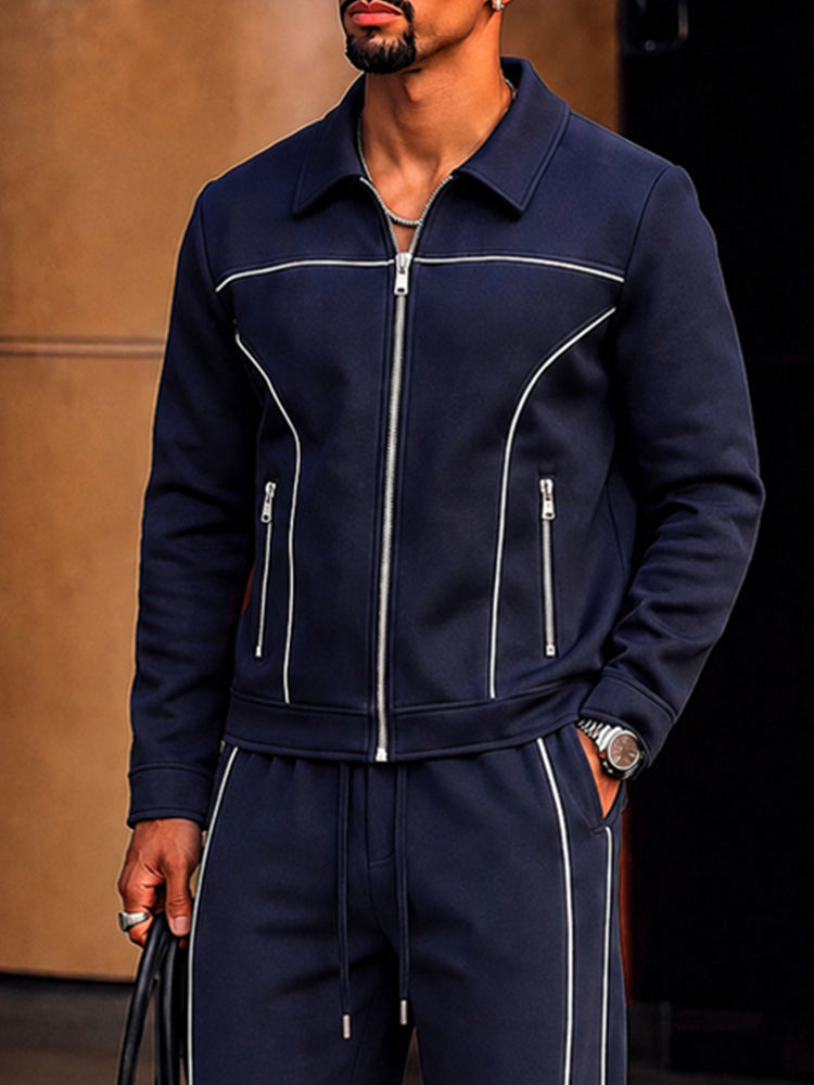 Men's Zip Jacket Set – Stand Collar Track Jacket & Relaxed Pants