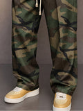 Casual Camouflage Printed Drawstring Pants