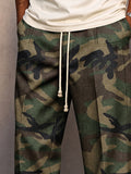Casual Camouflage Printed Drawstring Pants