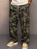 Casual Camouflage Printed Drawstring Pants
