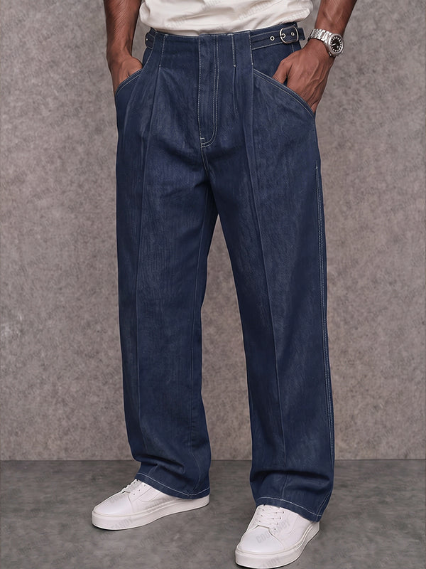 Premium Cotton Adjustable Waist Faux Denim Pants