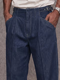 Premium Cotton Adjustable Waist Faux Denim Pants