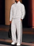 Ultra-Soft Contrast Stripe Fleece Sweatsuit Set