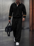 Athleisure Contrast Trim Sweatshirt Pants Set